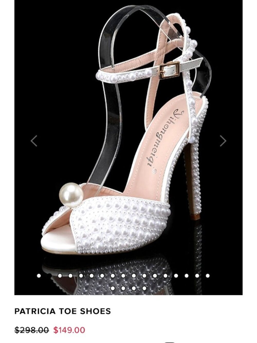 White Bridal Wedding Pearl Studded High Heel Size 37 NWB‎